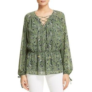 Michael Kors Womens Green Print Blouse